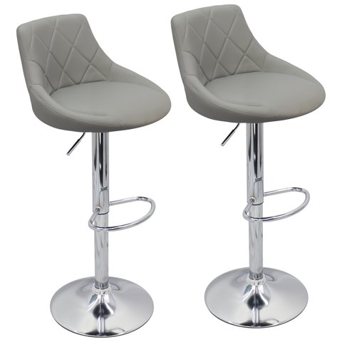 Kit 2 Banquetas Milano Carmel Estofada Giratória C/ Regulagem - Cinza