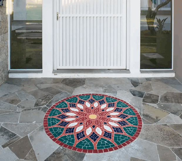 Mandala Indiana Piso Mosaico Vitral Árabe Cerâmico 80cm - 2