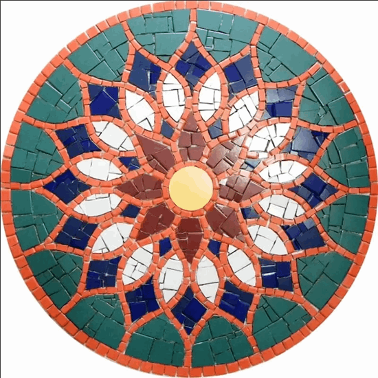 Mandala Indiana Piso Mosaico Vitral Árabe Cerâmico 80cm