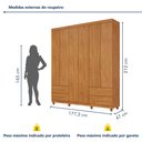Ver imagem 3 de Guarda Roupa Casal 6 Portas 4 Gavetas Califórnia