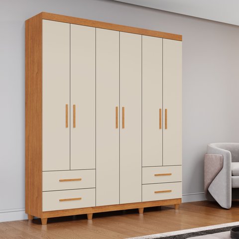 Guarda Roupa Casal 6 Portas 4 Gavetas Califórnia