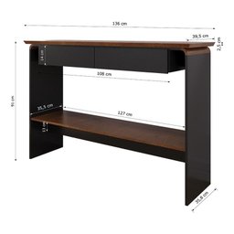 Aparador Buffet Charles com 2 Gavetas 136 cm Preto Fosco/Naturale - 4 Aparador Buffet Charles com 2 Gavetas 136 cm Preto Fosco/Naturale - 4