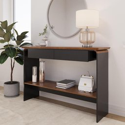 Aparador Buffet Charles com 2 Gavetas 136 cm Preto Fosco/Naturale - 2 Aparador Buffet Charles com 2 Gavetas 136 cm Preto Fosco/Naturale - 2