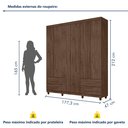 Ver imagem 3 de Guarda Roupa Casal 6 Portas 4 Gavetas Califórnia Marrom/Cacau
