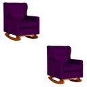 Ver imagem 1 de Kit 2 Poltrona Aurora Balanço Vovo Veludo Roxo - Fm