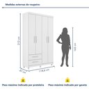 Ver imagem 3 de Guarda Roupa Solteiro 4 Portas 2 Gavetas Califórnia Branco