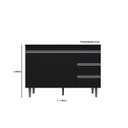 Ver imagem 4 de Balcão Gabinete para Cozinha Andréia 100cm 2 Portas 3 Gavetas:preto
