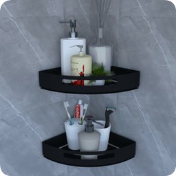 Kit 2 Suportes Porta Shampoo para Banheiro de Canto Inox Preto - 3
