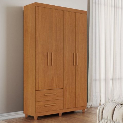 Guarda Roupa Solteiro 4 Portas 2 Gavetas Califórnia