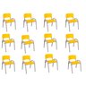 Kit 12 Cadeira Iso Infantil Creche, Escola Base Cinza Amarelo - 2