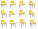 Ver imagem 2 de Kit 12 Cadeira Iso Infantil Creche, Escola Base Cinza Amarelo