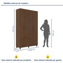 Ver imagem 3 de Guarda Roupa Solteiro 4 Portas 2 Gavetas Califórnia Marrom/Cacau