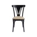 Ver imagem 2 de Kit 8 Cadeiras Jantar Paris Luxo Estrutura Aço Resistente Moderna para Mesa de Cozinha - Preta/Bege