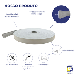 Moldura Rodameio Eva Autocolante Flexível Netuno 5cmx8mm 5 Metros - Cinza - 3