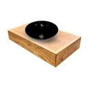 Ver imagem 2 de Kit Bancada Madeira Maciça Banheiro Lavabo com Cuba Preta Estilo Industrial 1,0 M X 40 Cm Marrom