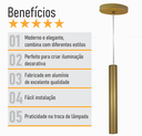 Ver imagem 5 de Kit 2 Pendente Tubo Palito Moderno 30cm - Ouro