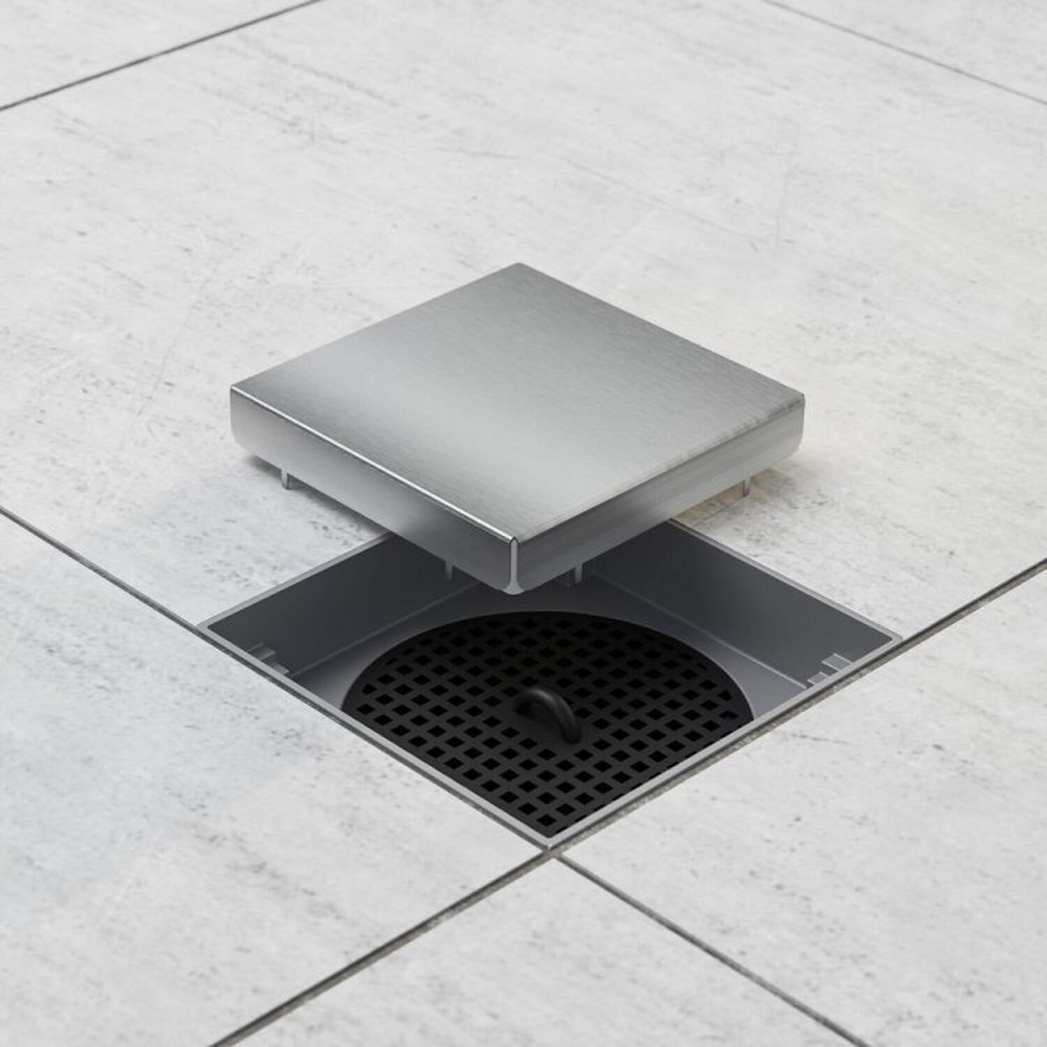 Kit 3 Ralo Oculto Quadrado de 10x10 com Tampa em Inox Astra - 7