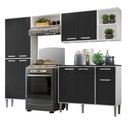 Ver imagem 1 de Cozinha Compacta c/ 3 Leds 4 pçs Xangai Multimóveis V3415 Branca/Preta