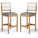 Ver imagem 1 de Kit com 2 Banqueta Milena Madeira Maciça Assento Estofado Encosto de Tela Sintética Veludo Chumbo 10