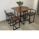 Ver imagem 4 de Mesa Industrial Quadrada Preta 70x70cm Tampo Madeira Imbuia