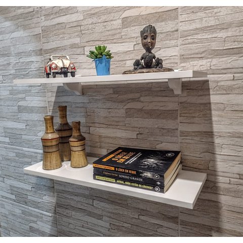 Kit 2 Prateleiras Brancas 100% Mdf 80x20 C Suporte Tucano
