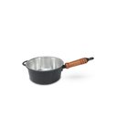 Ver imagem 4 de Panela Fundida Alumínio Batido 5 Peças Cabo de Madeira Tampa Fundida - Preto