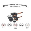 Ver imagem 2 de Panela Fundida Alumínio Batido 5 Peças Cabo de Madeira Tampa Fundida - Preto