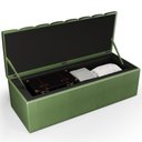 Ver imagem 6 de Calçadeira Recamier Baú para Cama de Casal King Dália 195x50 Cm W01 Couríssimo Verde Musgo - Lyam Ly
