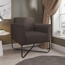 Ver imagem 2 de Kit 02 Poltronas Marisa Suede Marrom Base X Industrial Preta