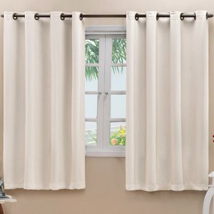 Cortina Blackout com Voil 2,00m X 1,30m Corta Luz Pvc Blecaute Voal Sala Quarto Janela Bege
