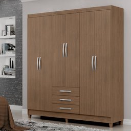 Guarda-roupa Solteiro 6 Portas de Abrir sem Espelho e 3 Gavetas Toledo Terrano - Mx Móveis - 1 Guarda-roupa Solteiro 6 Portas de Abrir sem Espelho e 3 Gavetas Toledo Terrano - Mx Móveis - 1