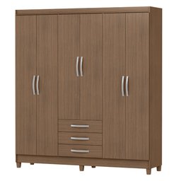Guarda-roupa Solteiro 6 Portas de Abrir sem Espelho e 3 Gavetas Toledo Terrano - Mx Móveis - 2 Guarda-roupa Solteiro 6 Portas de Abrir sem Espelho e 3 Gavetas Toledo Terrano - Mx Móveis - 2
