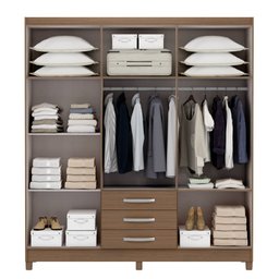 Guarda-roupa Solteiro 6 Portas de Abrir sem Espelho e 3 Gavetas Toledo Terrano - Mx Móveis - 3 Guarda-roupa Solteiro 6 Portas de Abrir sem Espelho e 3 Gavetas Toledo Terrano - Mx Móveis - 3