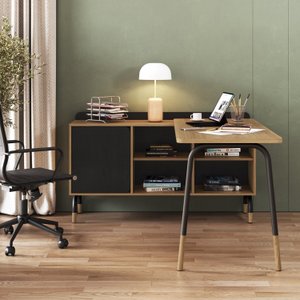 Mesa Escrivaninha 136cm Balcão Credenza 1 Gav 1 Porta 136cm Home Office Flexus