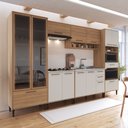 Ver imagem 1 de Cozinha Modulada Completa 6 Peças com Cristaleira 12 Portas 3 Gavetas Jade Marrom/Freijó/Arenas