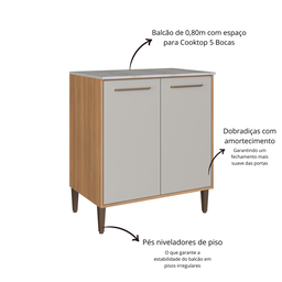 Cozinha Modulada Completa 6 Peças com Cristaleira 12 Portas 3 Gavetas Jade - 8