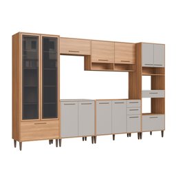 Cozinha Modulada Completa 6 Peças com Cristaleira 13 Portas 4 Gavetas Jade - 4