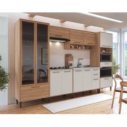 Cozinha Modulada Completa 6 Peças com Cristaleira 13 Portas 4 Gavetas Jade - 1