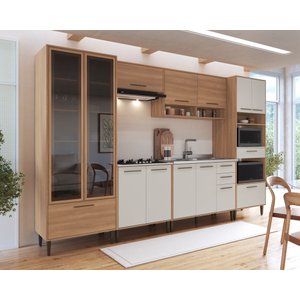 Cozinha Modulada Completa 6 Peças com Cristaleira 13 Portas 4 Gavetas Jade