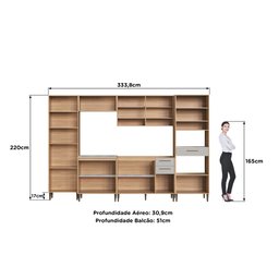 Cozinha Modulada Completa 6 Peças com Cristaleira 12 Portas 3 Gavetas Jade - 3