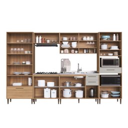 Cozinha Modulada Completa 6 Peças com Cristaleira 13 Portas 4 Gavetas Jade - 3