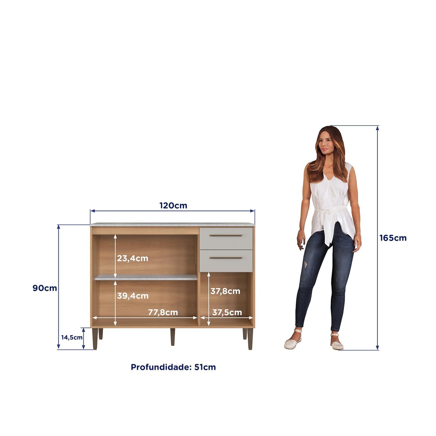 Cozinha Modulada Completa 6 Peças com Cristaleira 12 Portas 3 Gavetas Jade - 11