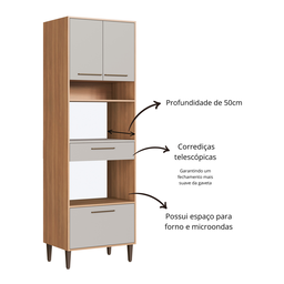 Cozinha Modulada Completa 6 Peças com Cristaleira 12 Portas 3 Gavetas Jade - 11