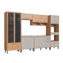 Ver imagem 3 de Cozinha Modulada Completa 6 Peças com Cristaleira 12 Portas 3 Gavetas Jade Marrom/Freijó/Arenas