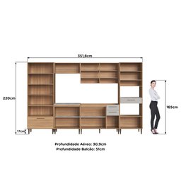 Cozinha Modulada Completa 6 Peças com Cristaleira 13 Portas 4 Gavetas Jade - 2