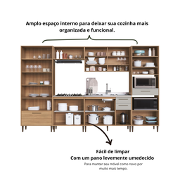 Cozinha Modulada Completa 6 Peças com Cristaleira 12 Portas 3 Gavetas Jade - 13