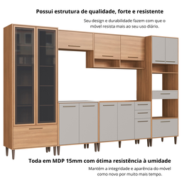 Cozinha Modulada Completa 6 Peças com Cristaleira 12 Portas 3 Gavetas Jade - 15