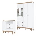 Ver imagem 2 de Cômoda e Guarda Roupa Infantil Ambiente Confete Branco Brilho Jequitibá Hp - Henn