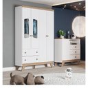 Ver imagem 5 de Cômoda e Guarda Roupa Infantil Ambiente Confete Branco Brilho Jequitibá Hp - Henn