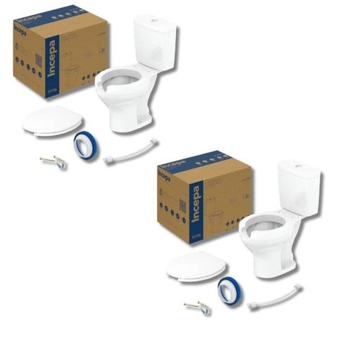 Kit 2 Vaso Sanitário com Caixa Acoplada e Assento com Abertura Acesso Incepa Branco/Brilhante